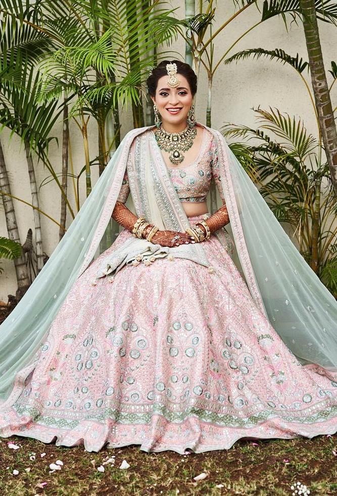 The prettiest White and Rani Pink lehenga colour combination. | Half saree  designs, Lehenga saree design, Indian bridal fashion