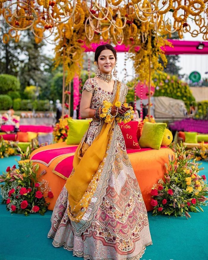 Yellow Back Train Short Frock - Mayon Mehndi Lehenga | Short frock, Bride  clothes, Formal wear dresses