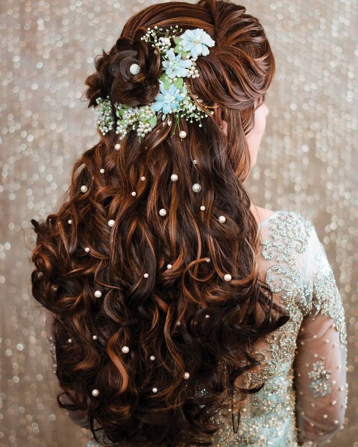 Half Bun Hair Style | Wedding Hairstyle | HairStyles Official | Bridal hair  half up, Bridal hair half up half down, Long hair styles