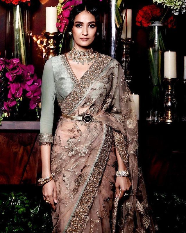 Fabric Waist Belt for Silk Saree | Pink & Green Maggam Work Saree Belt |  Hip Belt for Silk Saree | Saree with belt, Saree tassels designs, Lehenga  pattern