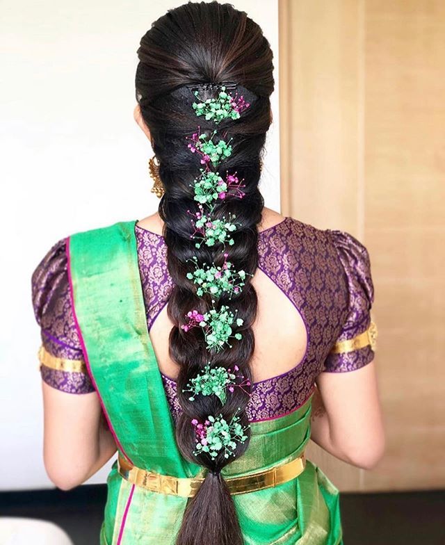 hairstyle for kanjivaram saree