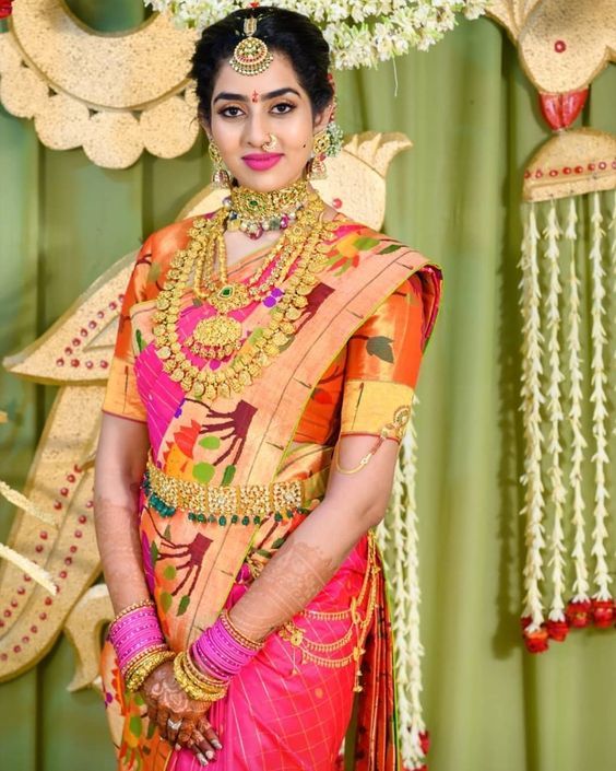 Gujarati bridal makeup look 💖 with hairstyle and beautiful saree lehenga  💞my work . . @justt.janvii_97 @rajkamaljaiswal09 @sanjayj... | Instagram