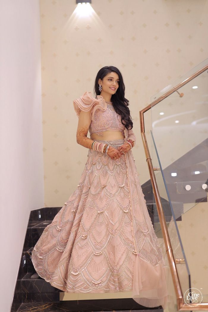 green emerald velvet dress Silk Fabric Pink Bridal Lehenga For Engagement Ceremony