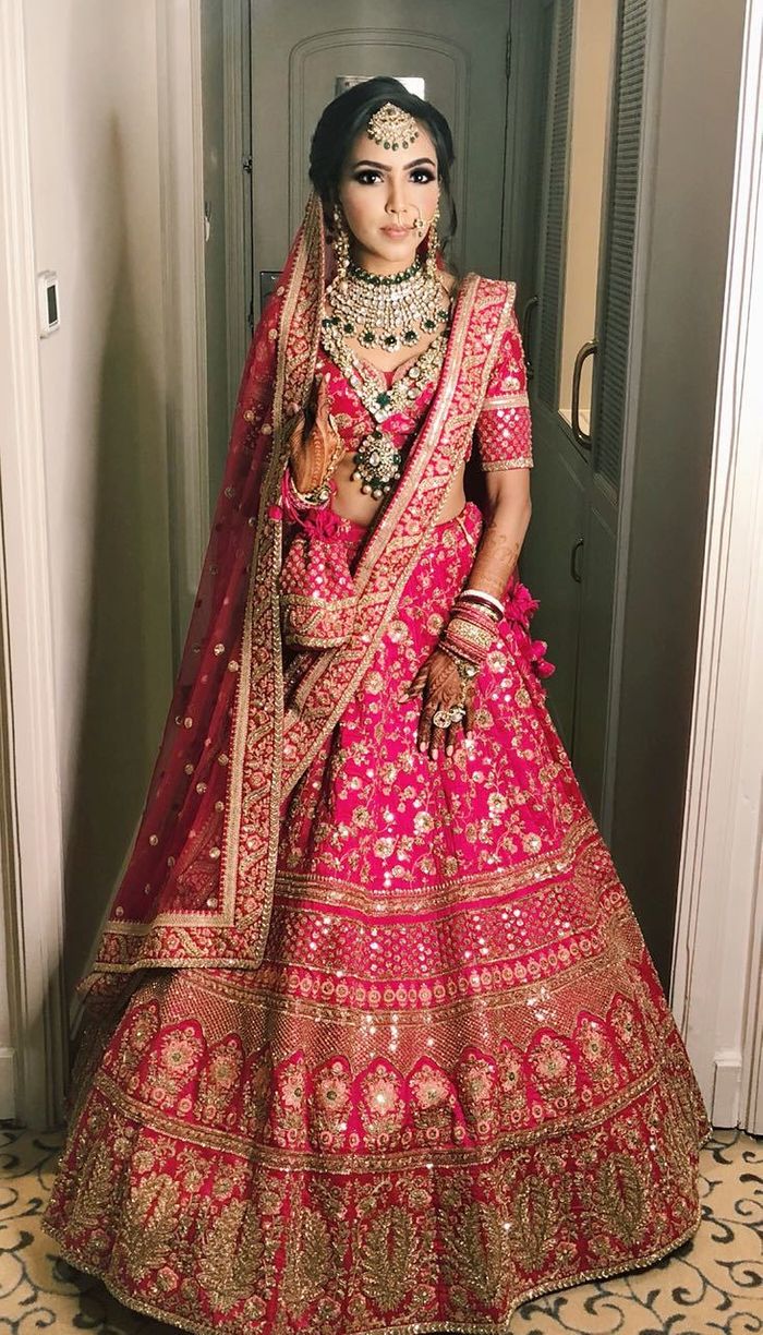 Indian Clothes - Buy Latest Rose Gold Coppers Embroidered Wedding Lehenga  Suit in USA