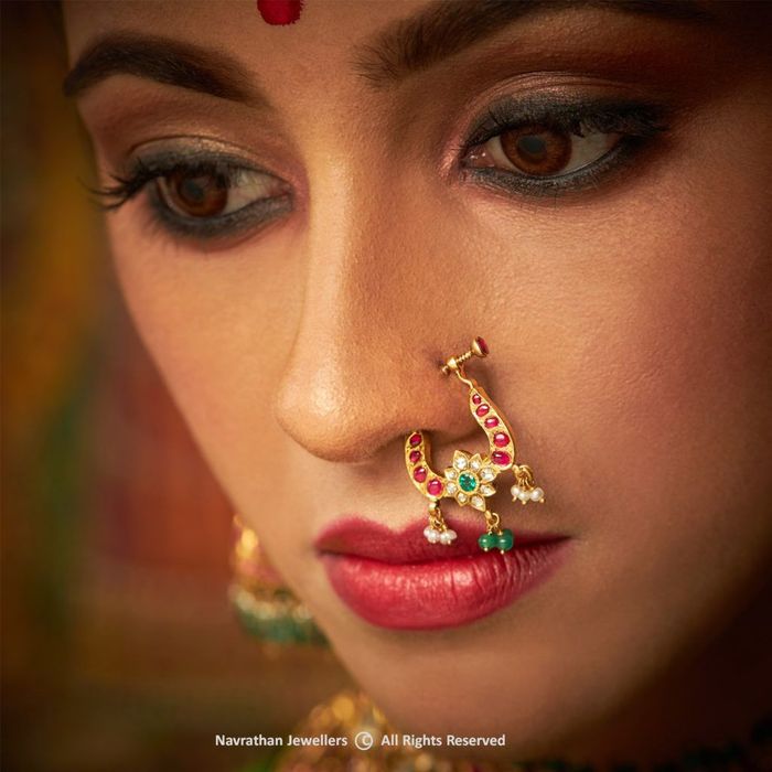 Significance of wearing Mookuthi or Nose studs] Nose piercing is a body  piercing practice for the purpose of wearing jewellery, much li... |  Instagram