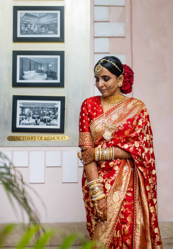 Brides Who Opted For A Traditional Red Banarsi Saree And Nailed The Look |  WedMeGood