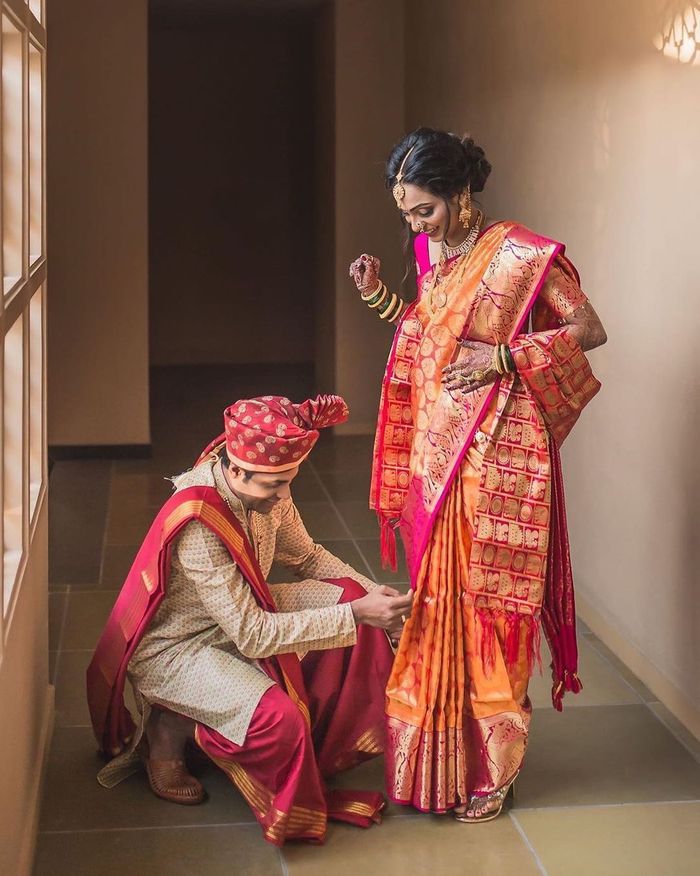 maharashtrianbride #groom #marathiwedding #nauvari #weddingphotography |  Indian bride photography poses, Indian wedding couple photography, Couples  wedding attire