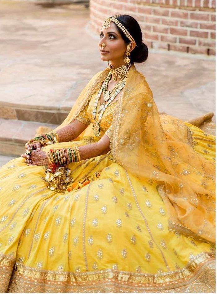 Bridal Yellow Lehenga Sharara Pakistani Wedding Dresses – Nameera by Farooq