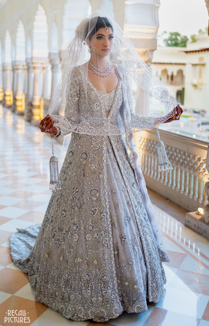 White Silver Lehenga Gown Pakistani Wedding Dresses – UY COLLECTION |  lupon.gov.ph