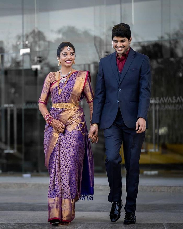 Bridal, Wedding Purple and Violet color Silk fabric Saree : 1912316