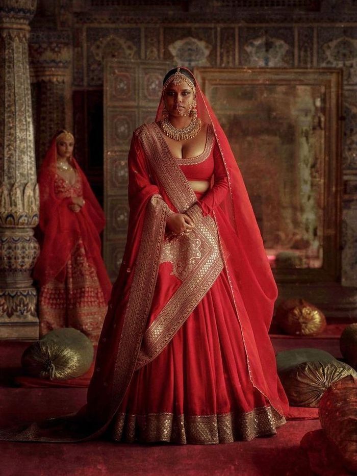 Remarkable Designer Work on Slub Silk Perfect Bridal Lehenga Choli in Red