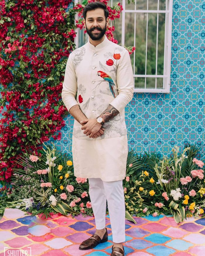 Nehru jacket hotsell flower design