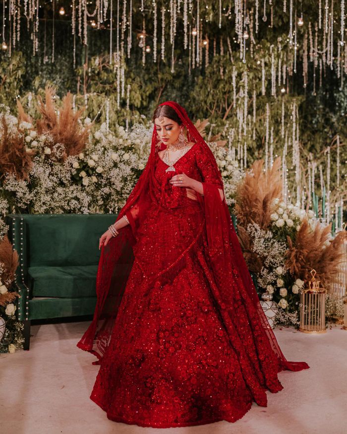 Bridal Red Raw Silk Double Dupatta Lehenga Set - Angad Singh- Fabilicious  Fashion