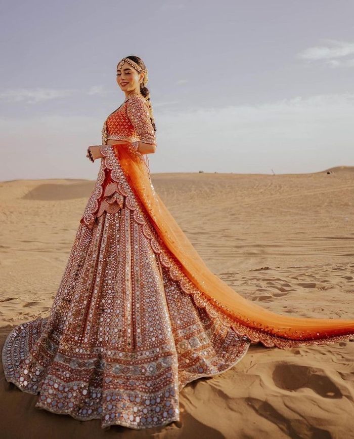 Alia Bhat Wedding Bridal Orange Lehenga Indian Ethnic Bollywood Dress -