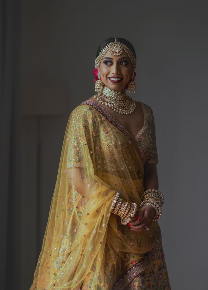 BridalTrunk - Online Indian Multi Designer Fashion Shopping Mustard Tafetta  Organza Lehenga Set