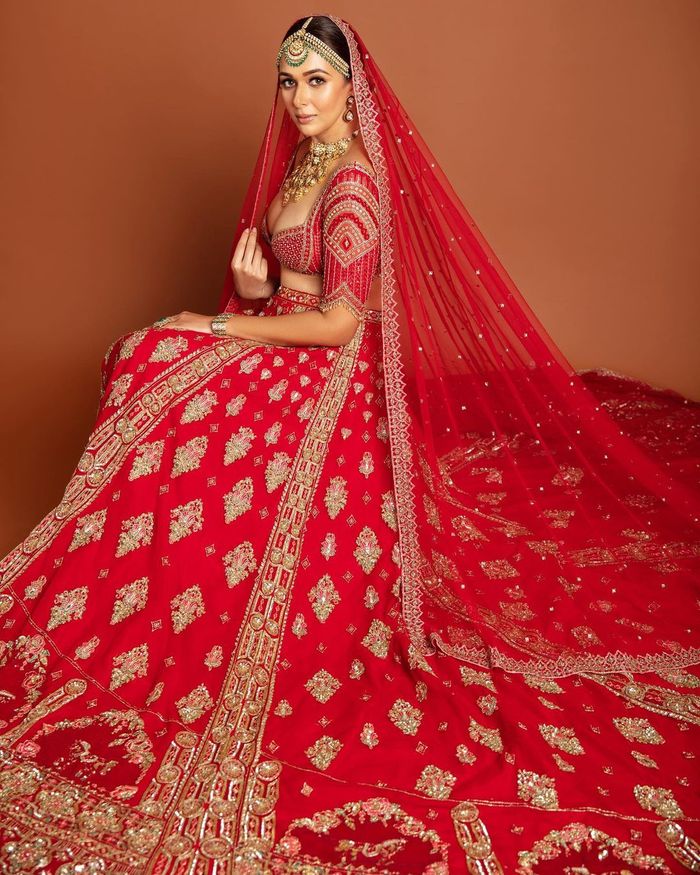 Buy Tomato Red Printed and Embroidered Designer Lehenga Online in USA –  Pure Elegance