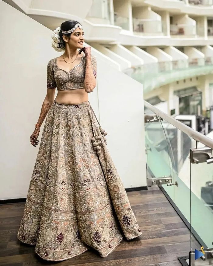 Pragya Jaiswal in a grey lehenga at her Cousin's wedding – South India  Fashion