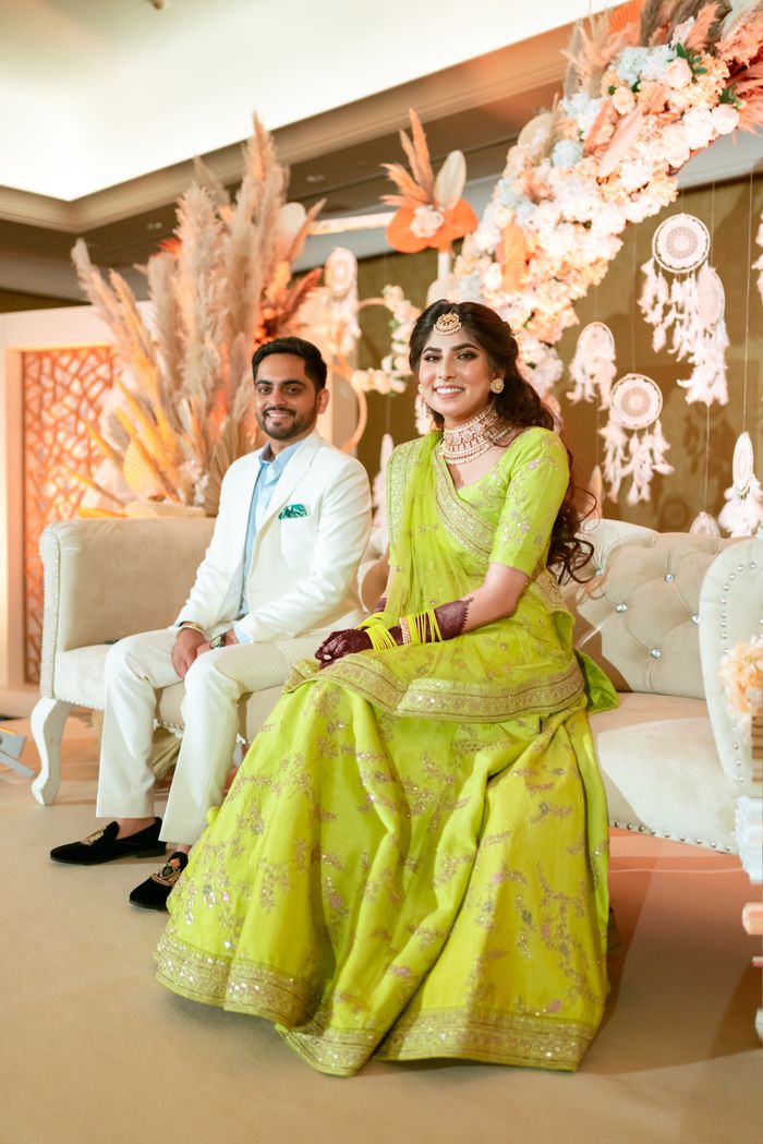 Picturesque Dubai Wedding With A Dreamy Champagne Pink Bridal Lehenga |  WedMeGood