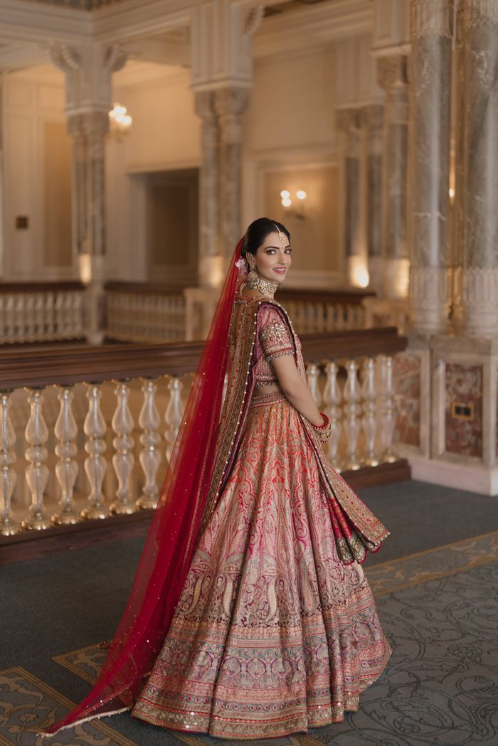 Designer Indian wedding Bridal Lehenga with Double designer Dupatta - Aazuri
