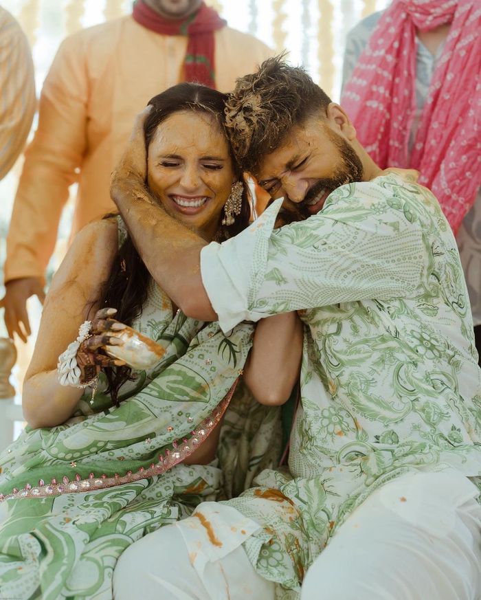 Cutest Colour Coordinated Haldi Outfits For Couples! | WedMeGood