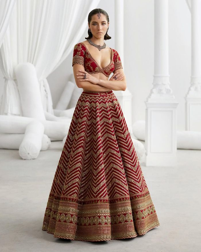 white christmas dresses Sabyasachi Designer Embroidered Sequins Lehenga Choli