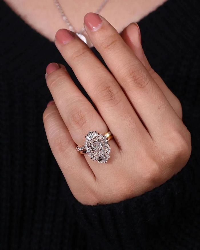 Halo Set Gold Ring and Band Pear Grey Galaxy Diamond & Gemstone Engagement  Ring | eBay