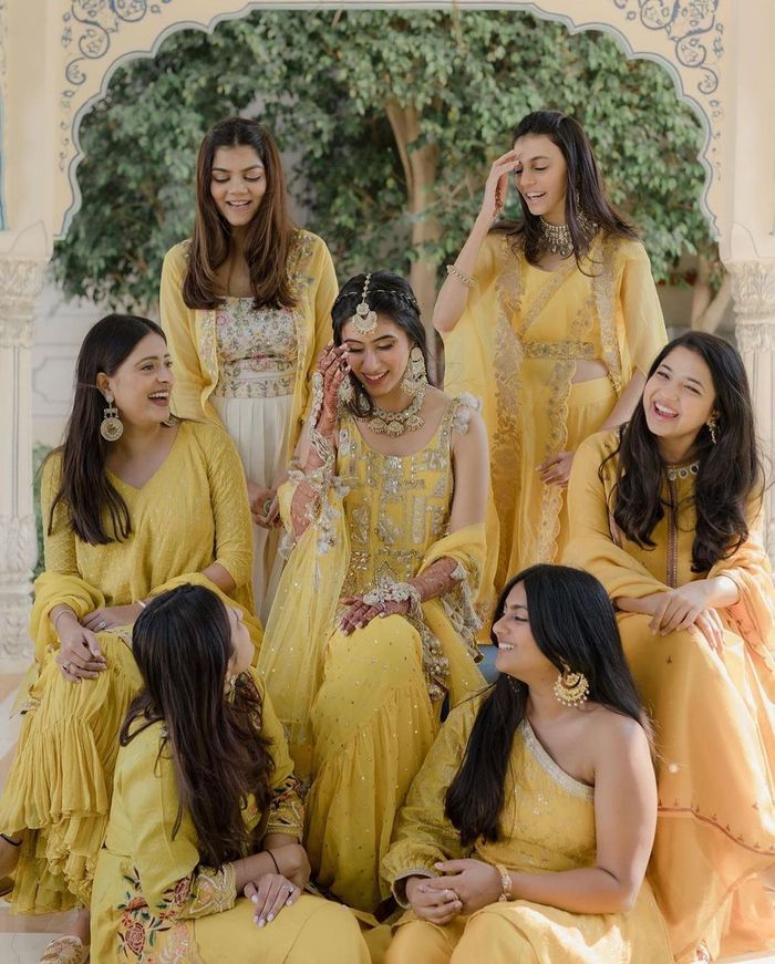 Haldi dress for bride sister sales