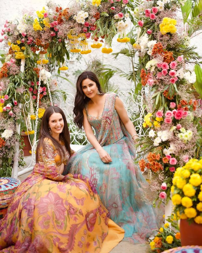 who designed katrina kaif wedding dress Katrina Kaif @katrinakaif pays tribute to her mother's British heritage  during the pre-wedding festivities. Sabyasachi conceptualised and created a  vintage-inspired couture sari with a trailing veil. Silhouetted like a  white wedding gown,