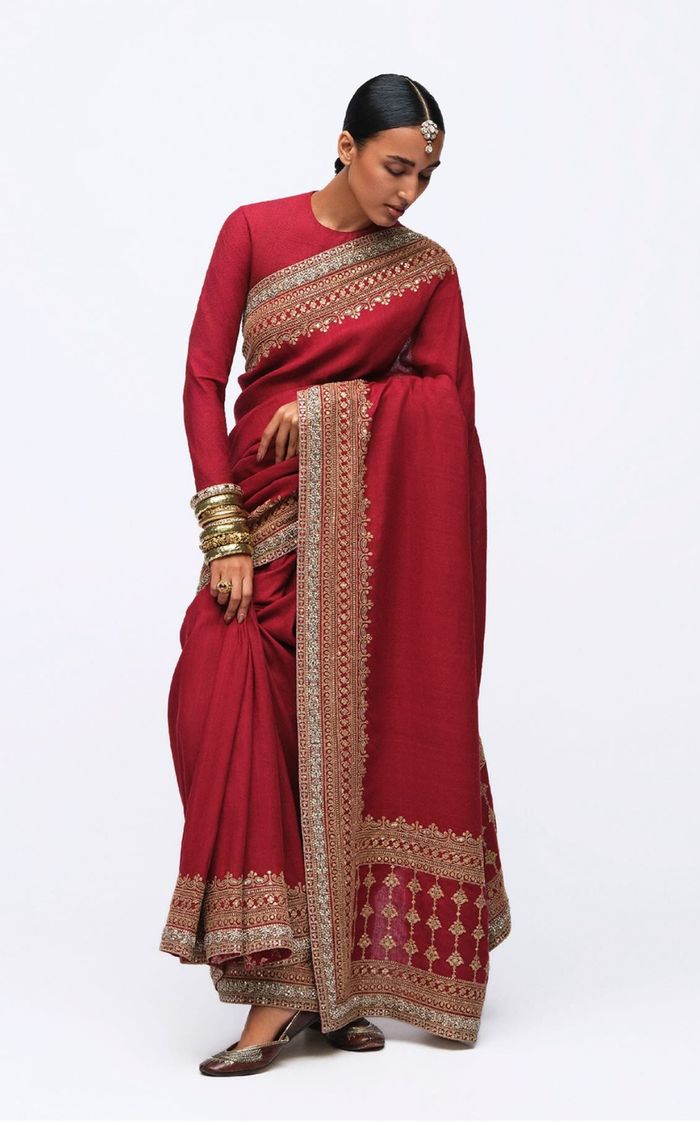 red saree wedding dress The Gulrukh Deep Red Bridal Saree