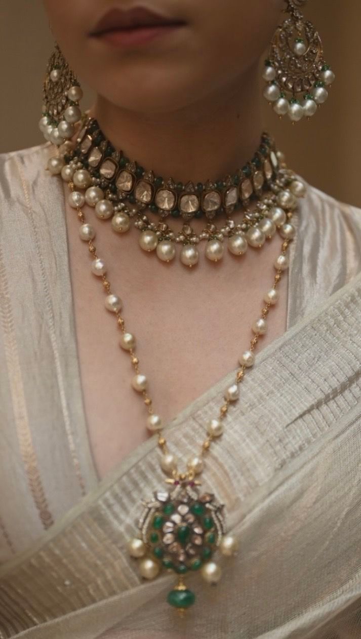 Vintage polki jewellery with uncut diamonds