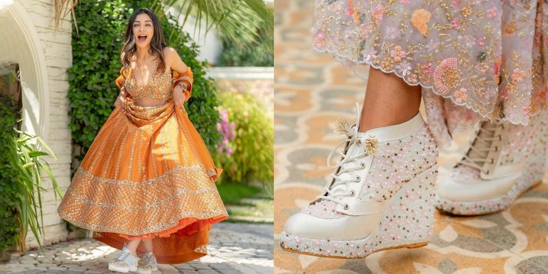 Buy White Embroidered Queen Of Hearts Wedding Sneakers by Chal Jooti Online  at Aza Fashions.