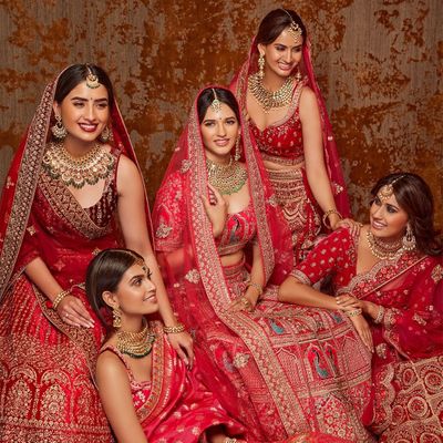 Buy Aurora Red Floral and Paisley Patterned Bridal Lehenga Online in India @ Mohey - Lehenga for Women