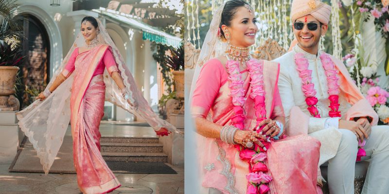 The close-up shot of Indian bride with beautiful pink saree showing mehndi  (henna) hand with a lot of glitter bracelets (bangles) on her wrist Stock  Photo - Alamy