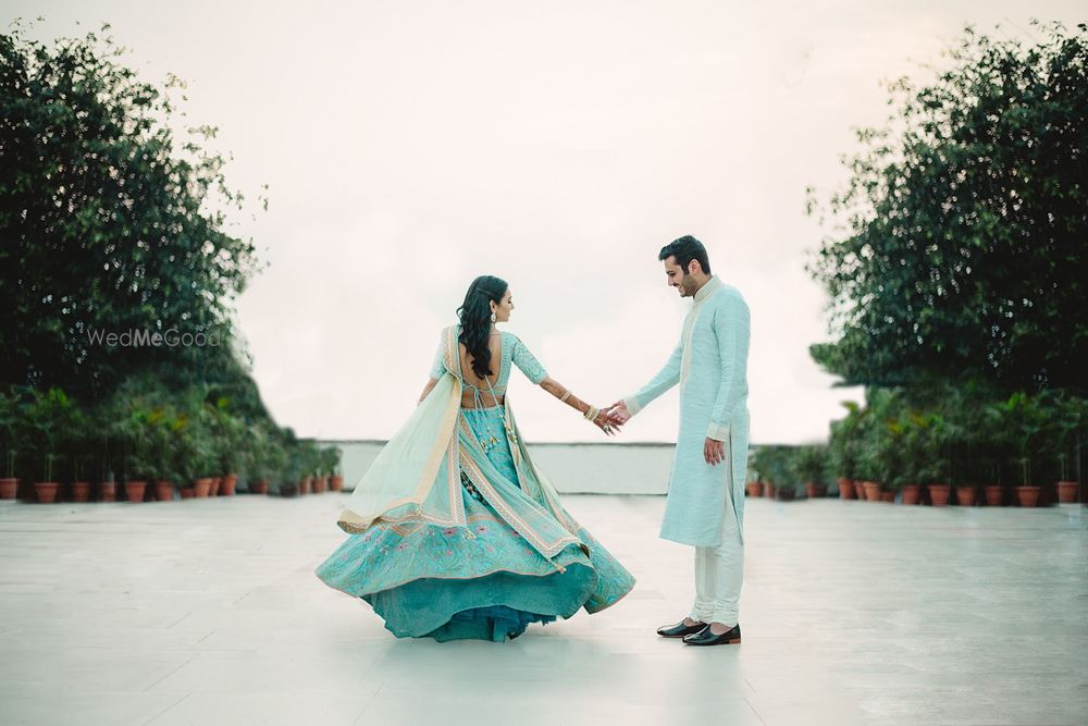 Photo of tiffany blue lehenga