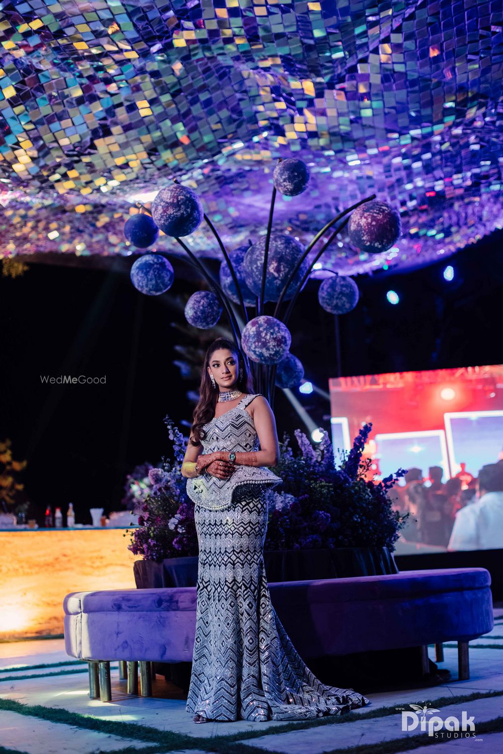 Photo of Unique peplum style blouse with a fishcut lehenga skirt for the bridal sangeet night look