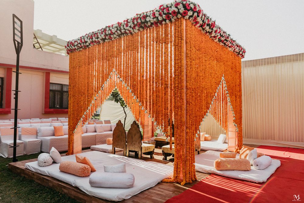 Photo of Beautiful marigold mandap decor