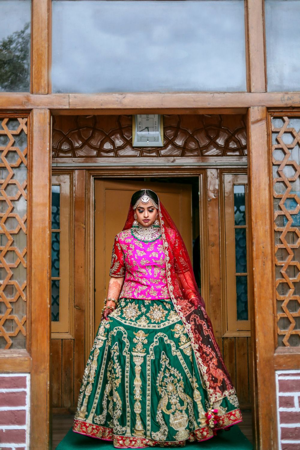 Photo of Muslim bridal look in multicolour lehenga
