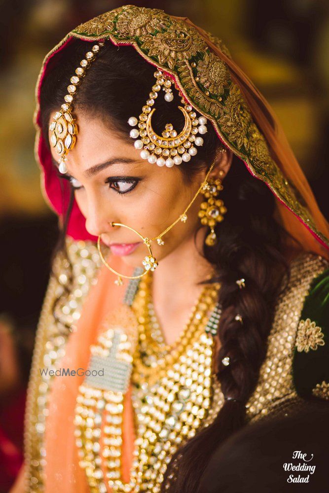 Photo of braid hairstyle on nikah with swarovski crystals in hair