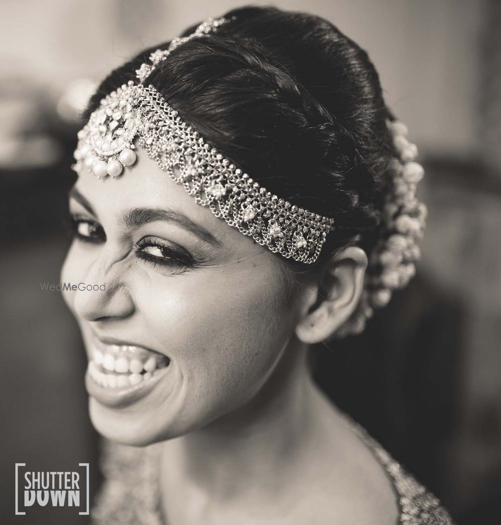 Photo of Black and white bridal portrait