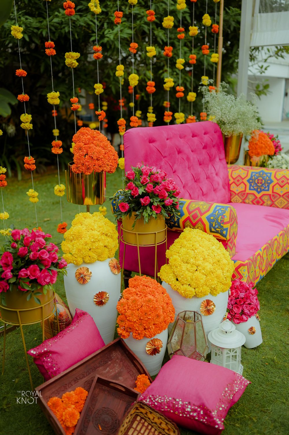 Photo of cute and colourful haldi or mehendi decor idea