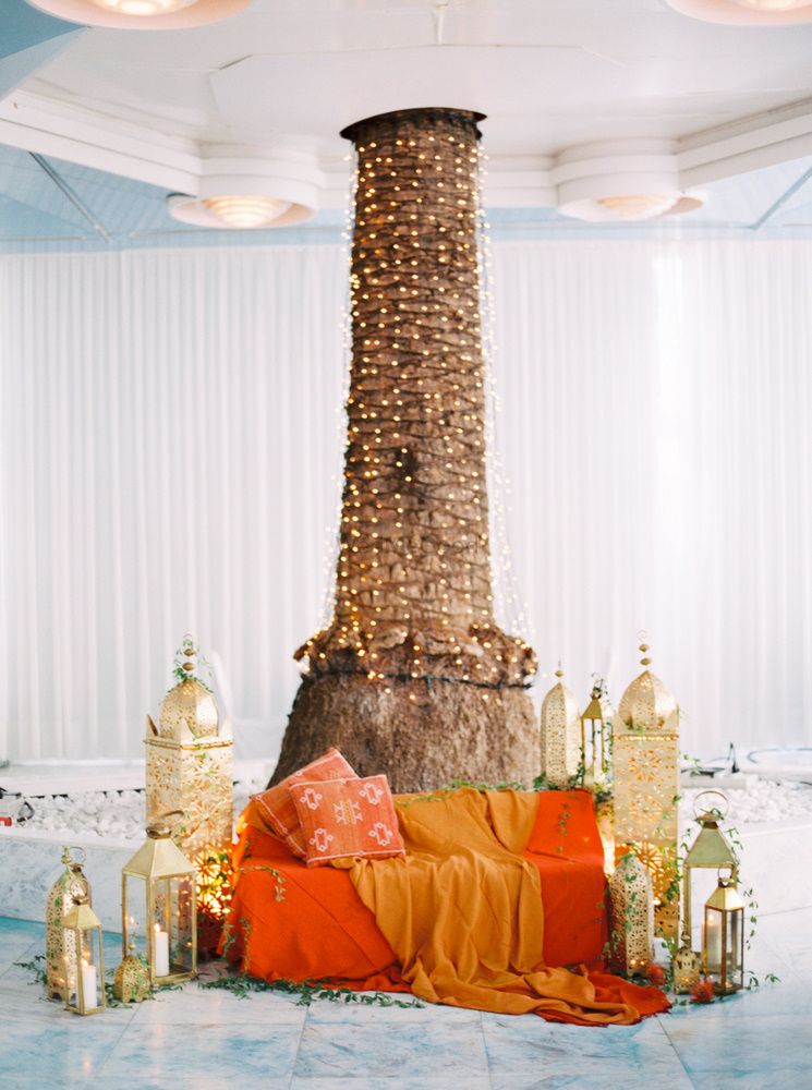 Wedding Decor Photo cushions around tree