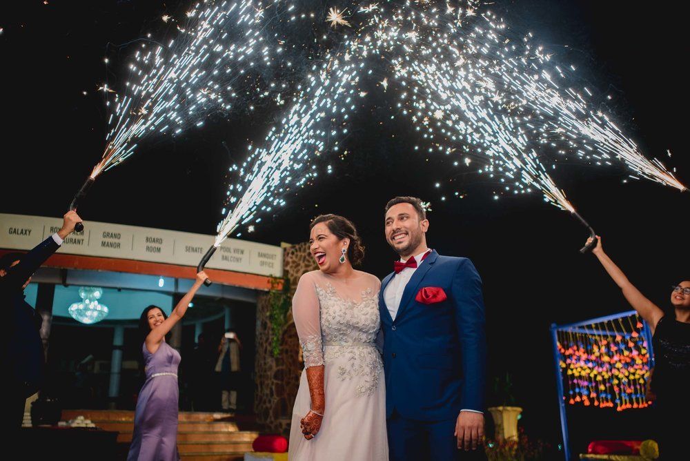 Photo of Cold pyros on bride and groom entry