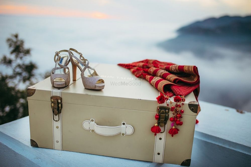 Photo of Bridal trousseau shot with shoes and dupatta