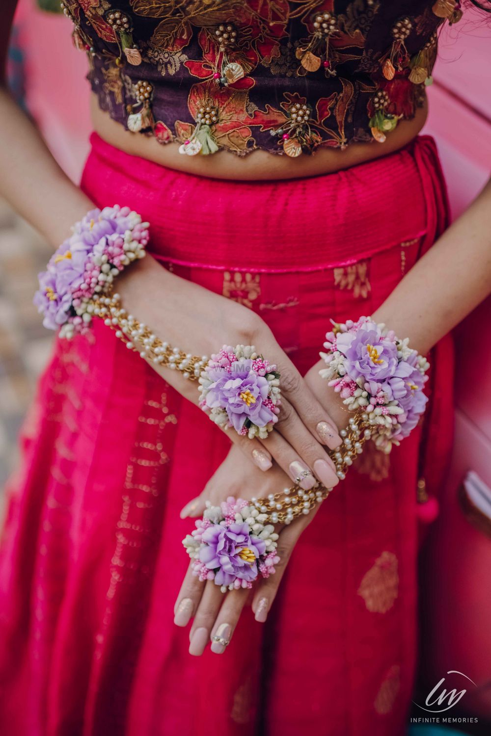 Photo of lavender pearl and floral haathphool for mehendi