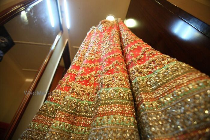 Photo of coral and mint lehenga