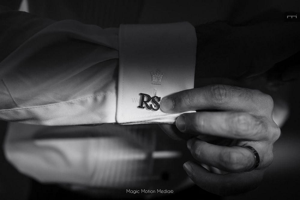 Photo of Stylish groom cufflinks that are monogrammed