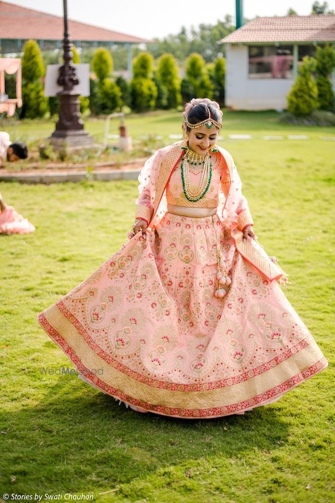 Photo of Simple peach bridal lehenga