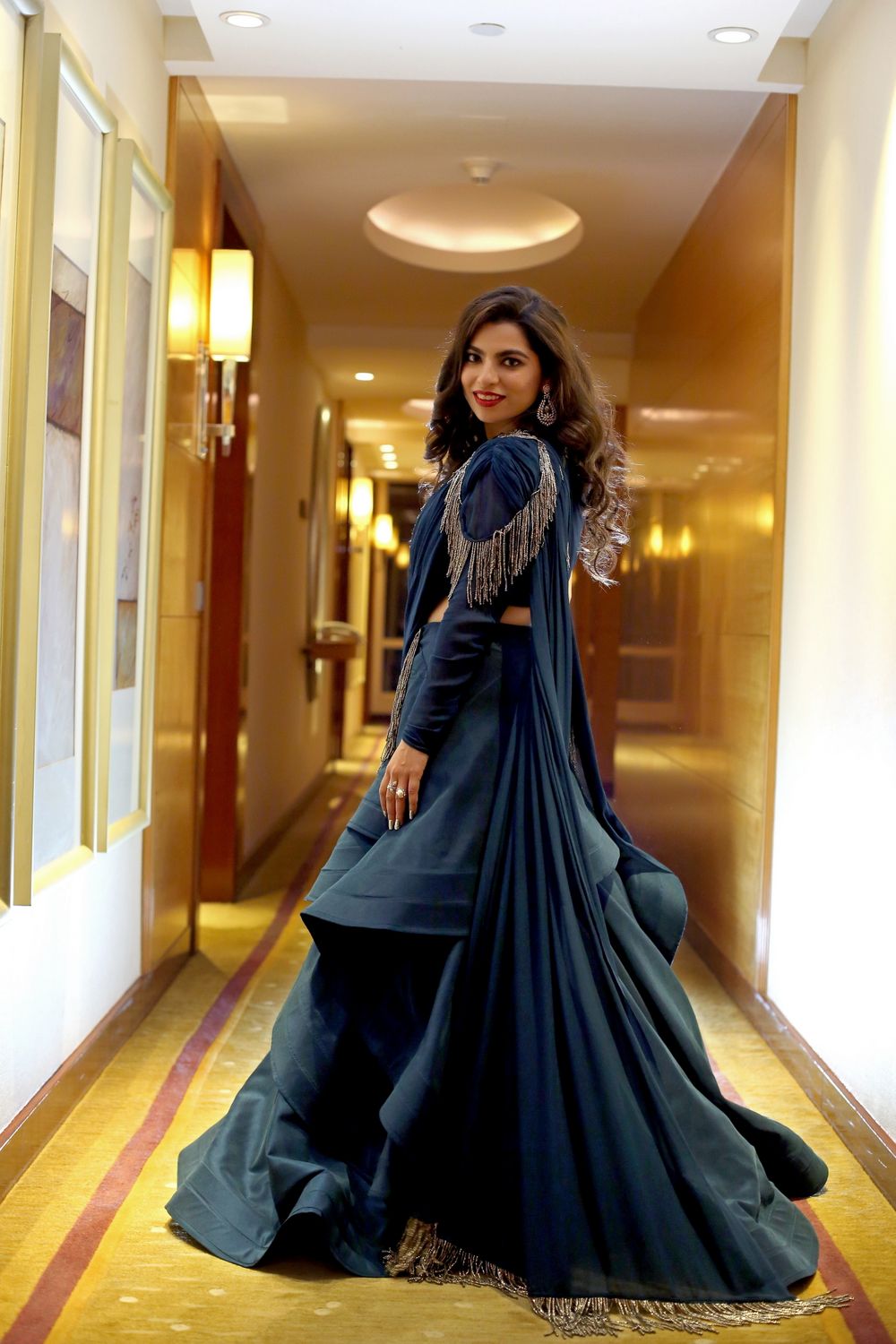 Photo of Gaurav Gupta cocktail gown in teal colour