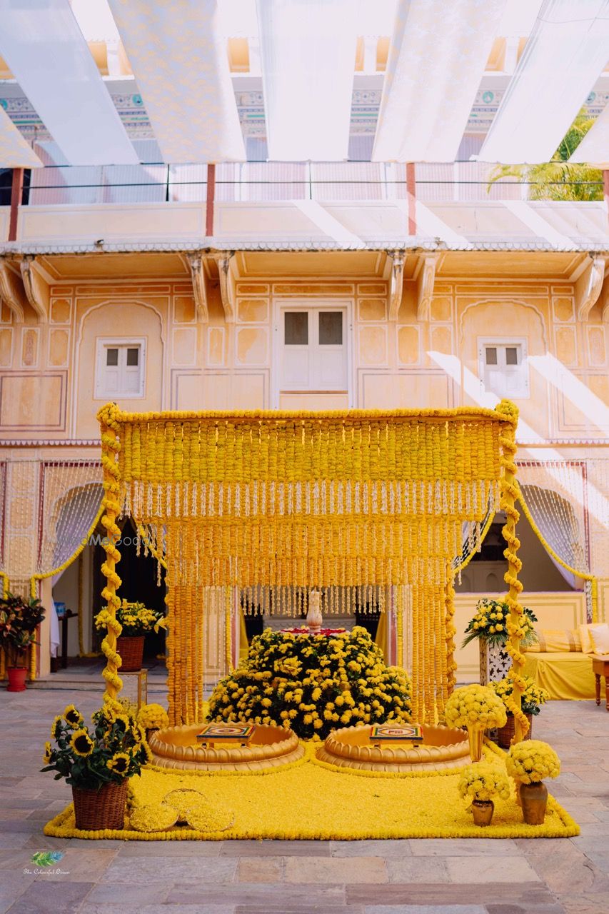 Photo of Haldi, seating idea with sunflower decor