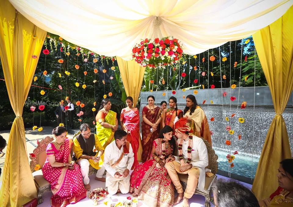 Photo of flower curtain backdrop